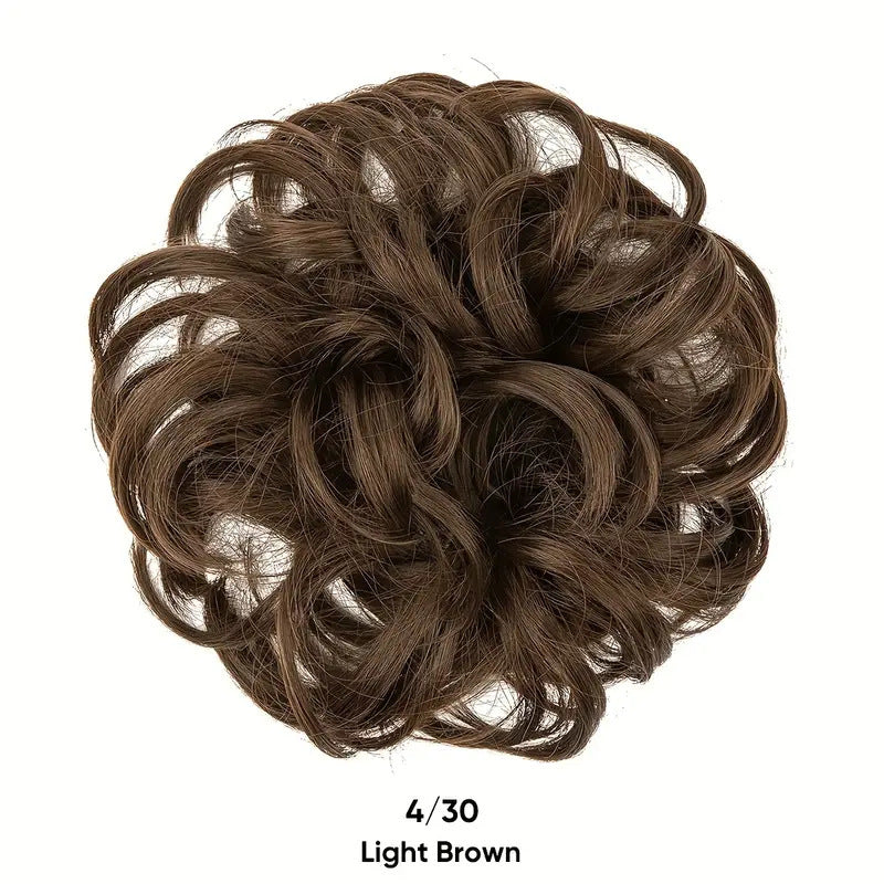 💇♀️ Scrunchie til uordentlig hårknute: Forlengelse til hårknuten i syntetisk hår som gir øyeblikkelig volum! ✨🌸