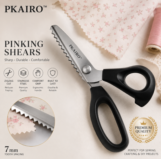 ✂️9,1" profesjonell saks i rustfritt stål med takkete blad – ✨Skarp saks med sikksakk-kant som forhindrer at stoffet fliser seg, til sying og håndverk