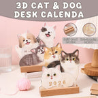 📅🐾3D-skrivebordskalender med katt og hun
