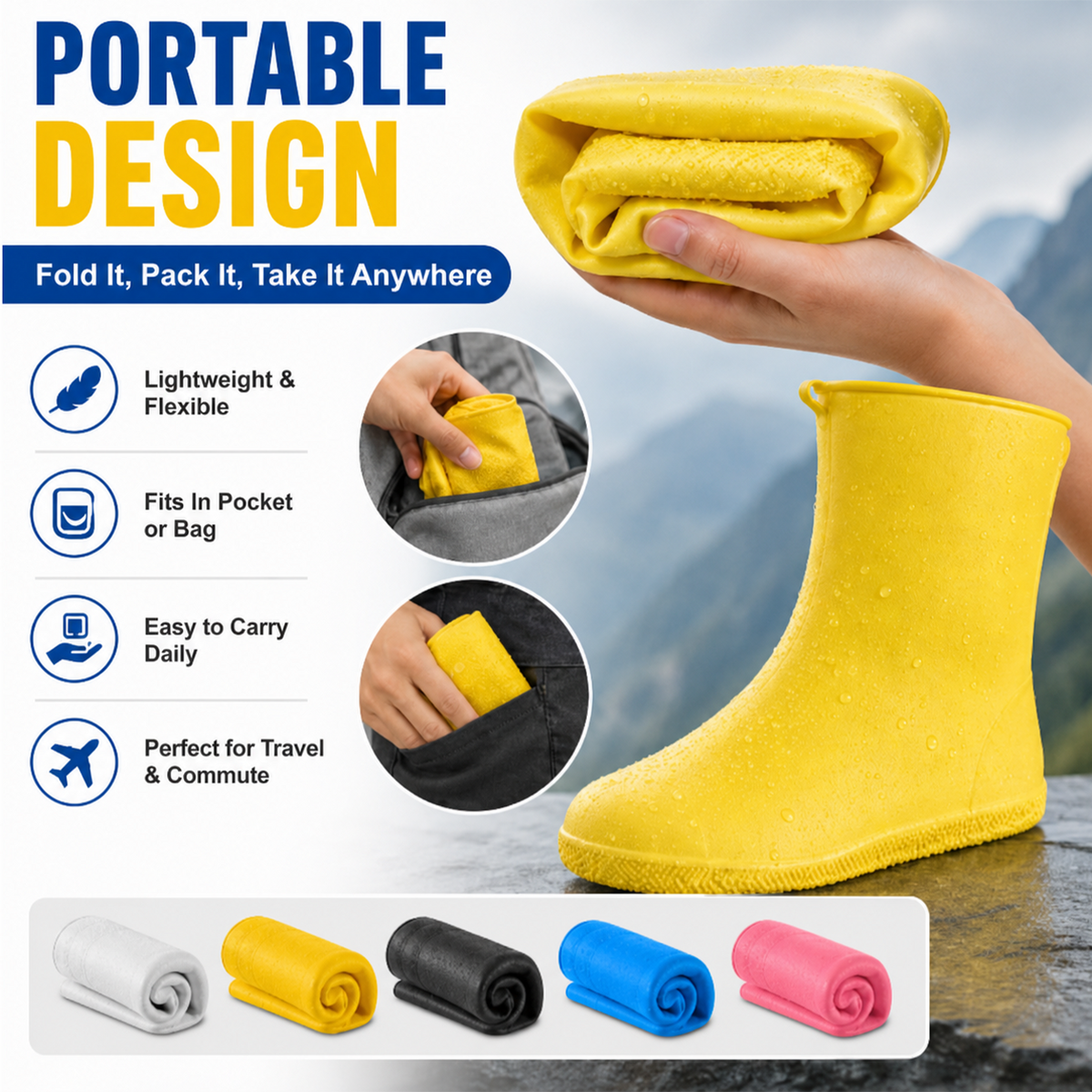 👟💧 Heavy-Duty Rain Shoe Covers — Waterproof, Anti-Slip & Foldable for Outdoor Adventures