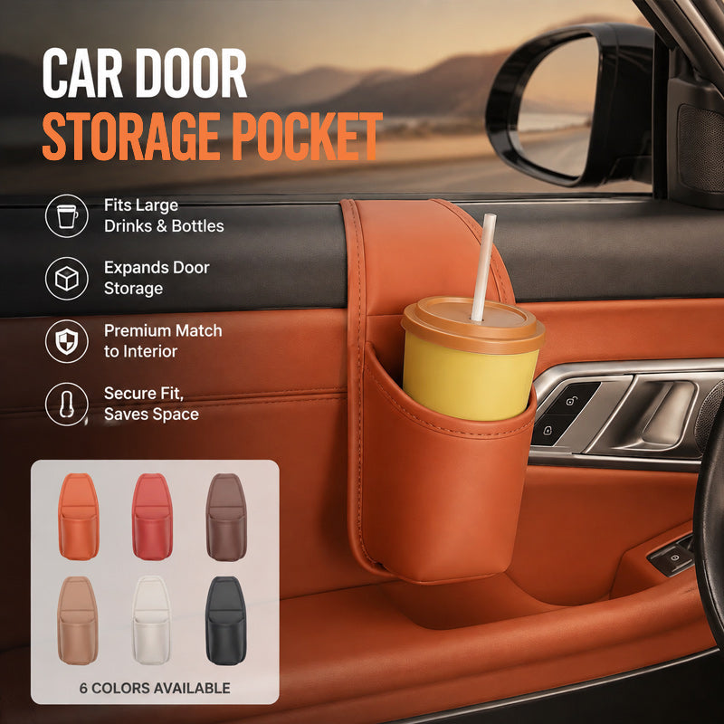 🚗 Multifunksjonell oppbevaringslomme til bildøren: Kopp- og mobilholder til bilens interiør! ✨