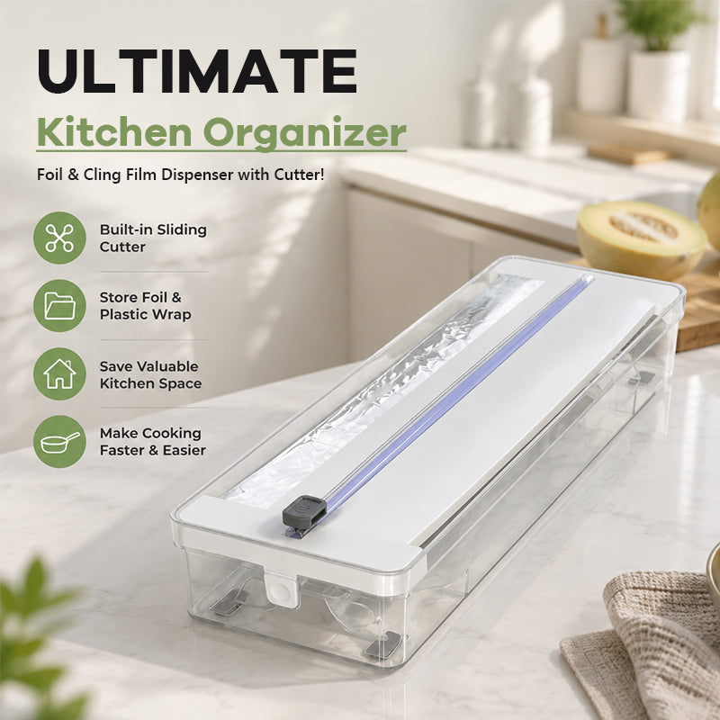 🍳 2-i-1-dispenser for aluminiumsfolie og plastfolie med skyvekutter! ✂️