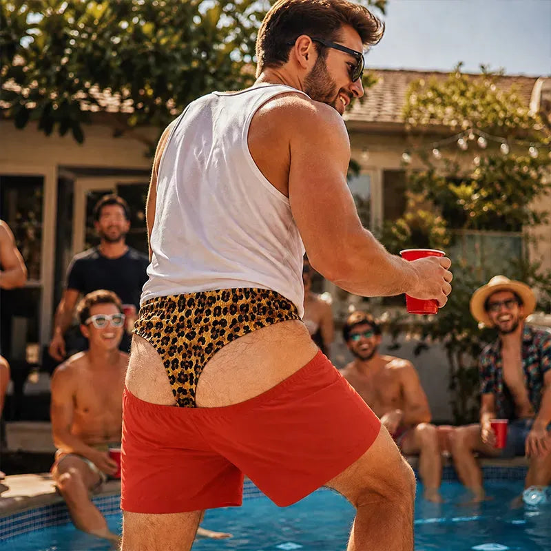 🐆 Morsomme badebukser i denimstil med leopardmønster: Originale badebukser! 🏖️