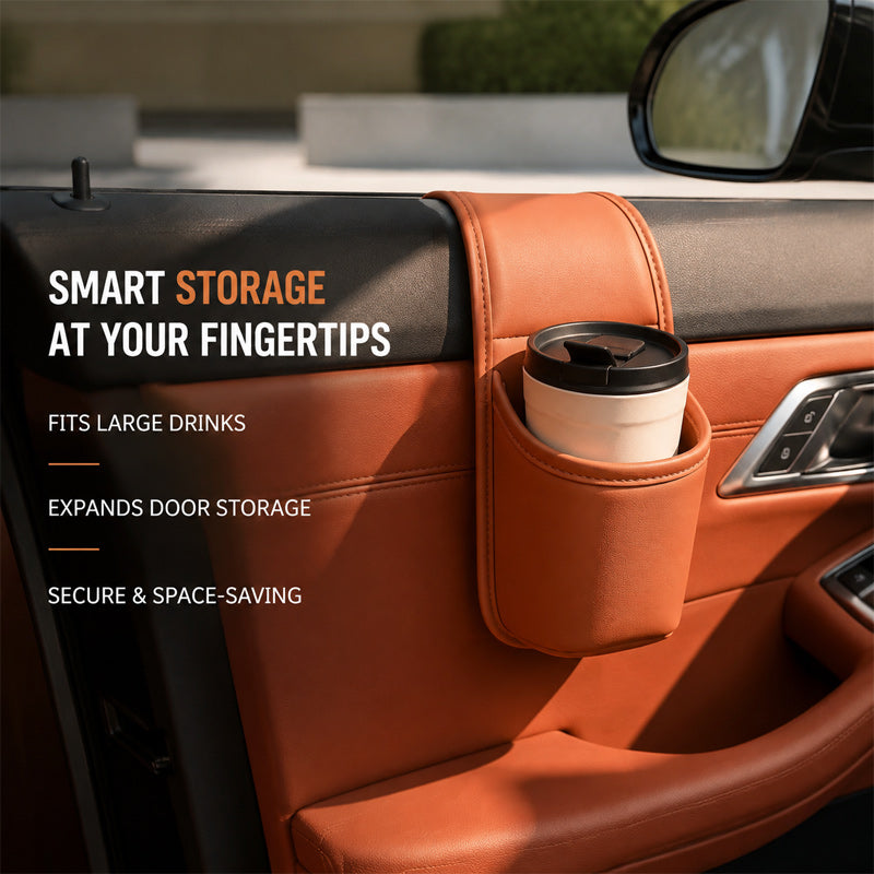 🚗 Multifunksjonell oppbevaringslomme til bildøren: Kopp- og mobilholder til bilens interiør! ✨