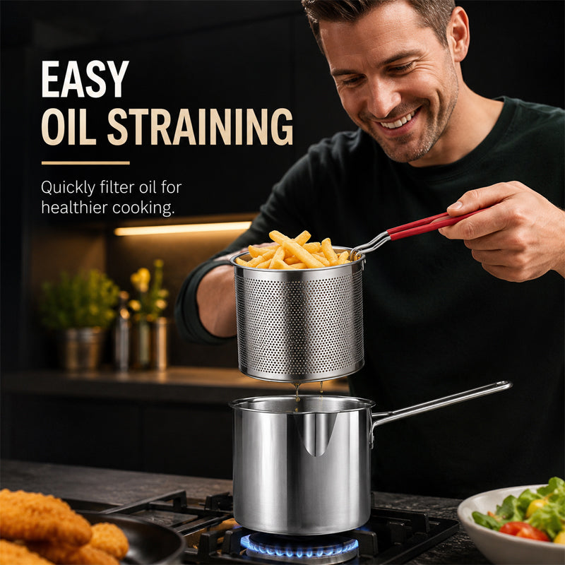 🍟 Mini-fritøse med silkurv: Fritøse i rustfritt stål for små porsjoner! 🍳