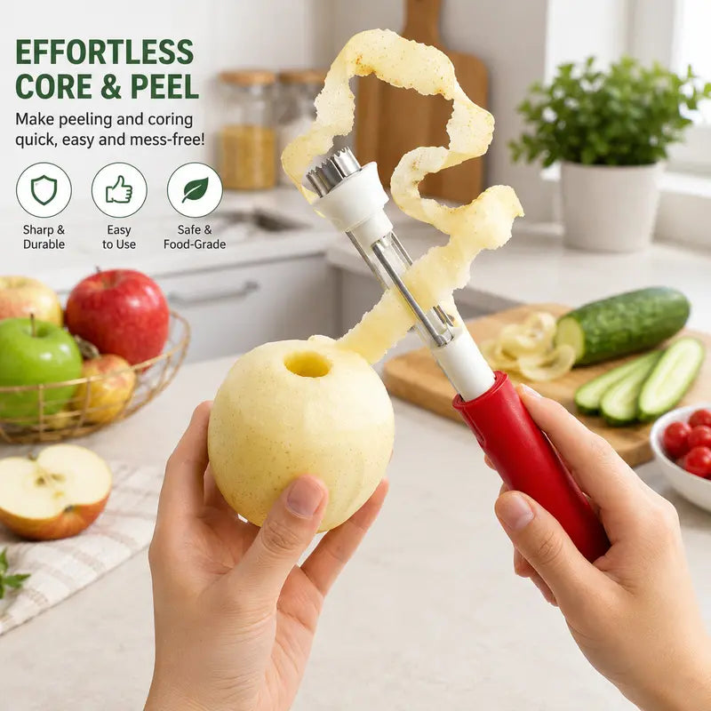 🍎 2-i-1 epleutkjerneverktøy i rustfritt stål: Fjerner fruktkjernen med én bevegelse! ✨