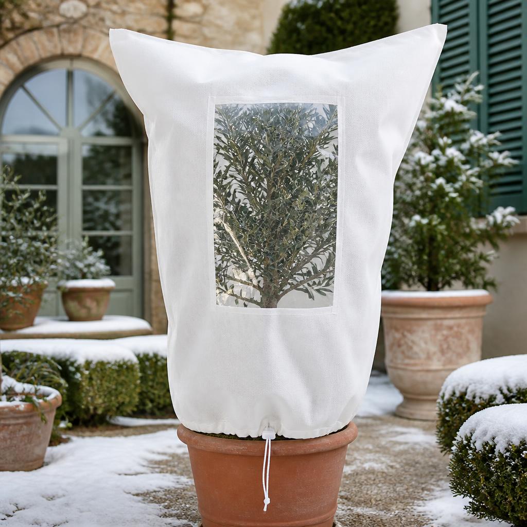 🌿❄️ Vinterbeskyttelsesduk til planter — Pustende frostbeskyttelse med vindu, kan brukes på nytt