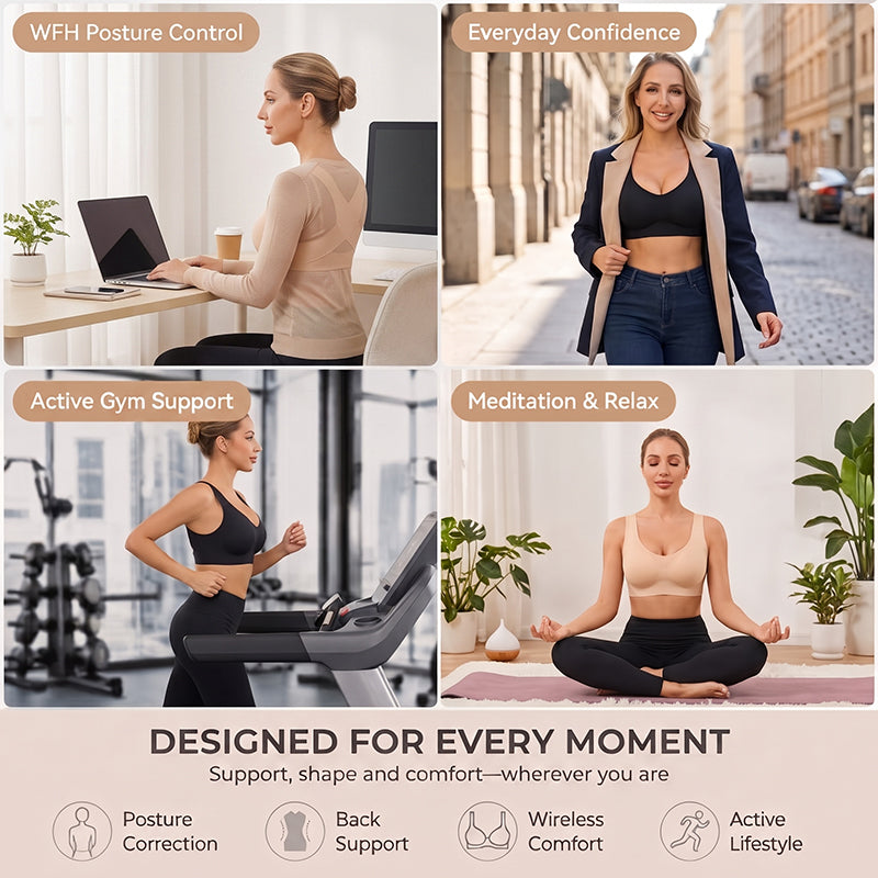 🧘 Sport-BH for kvinner som korrigerer holdningen og glatter ut ryggen: Støtte uten bøyle og lukking foran! ✨