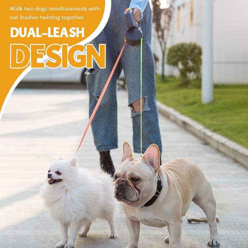 🐶Dobbelthodet uttrekkbart hundebånd – Gå tur med to hunder med letthet!🐾