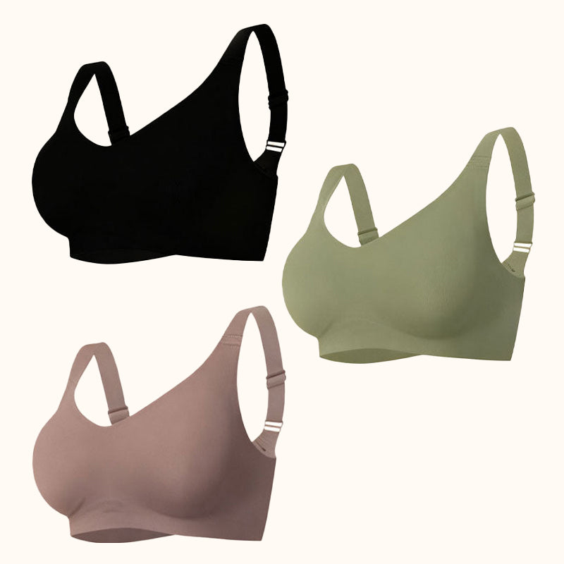 Ultimat Komfort Sømløs Sports-BH (3-pakning) – Push-up & Støtte Uten Spile