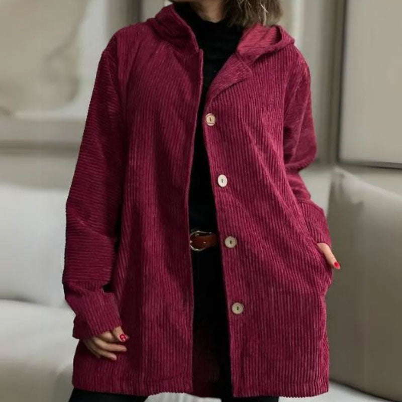 🍂 Uformell fløyelsjakke med hette til høsten 🧥