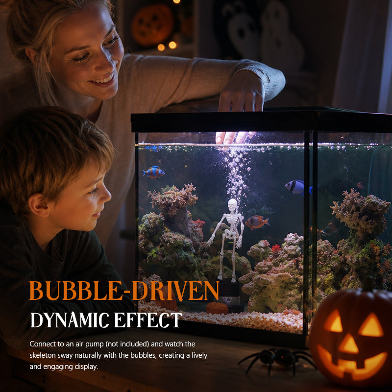 💀 Dynamisk skjelett-akvariedekorasjon til Halloween: Luftdrevet akvariedekorasjon!🐠