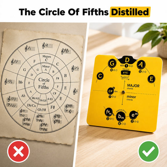 🎵 «Circle of Fifths»-sett med musikkteori-dekoderhjul: Et visuelt verktøy for akkorder og låtskriving! ✨