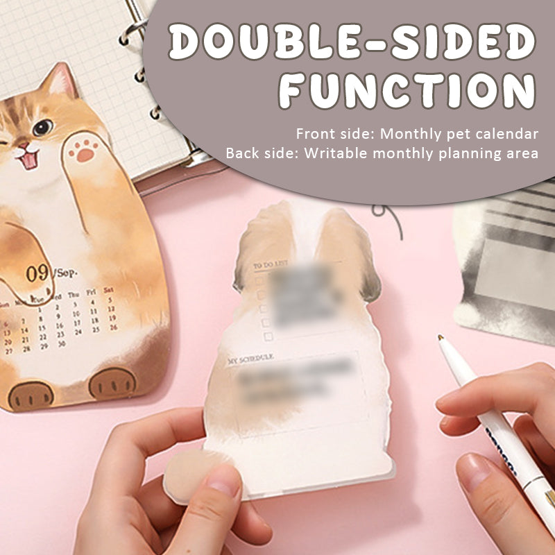 📅🐾3D-skrivebordskalender med katt og hun
