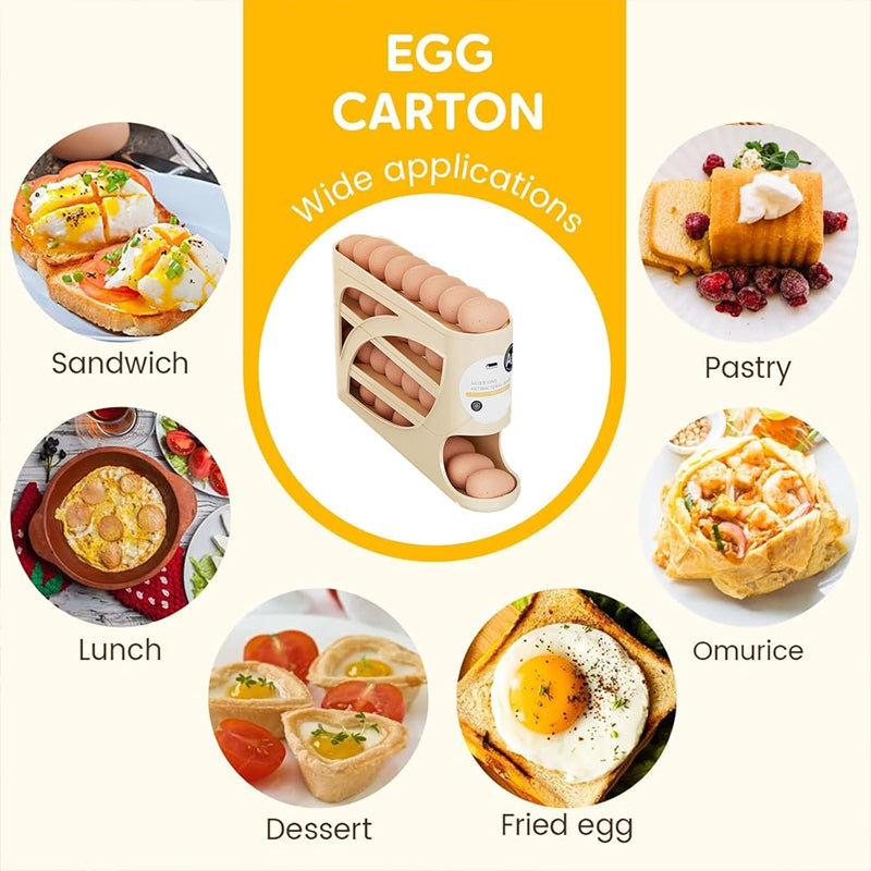 Rullende eggholder – plassbesparende oppbevaring i kjøleskapet (30 egg) 🥚