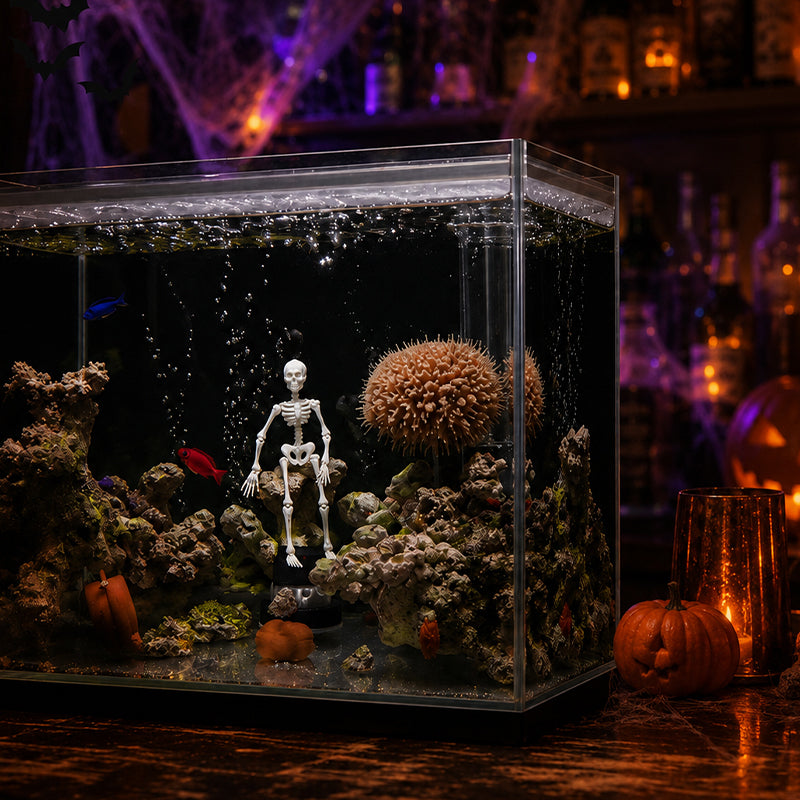 💀 Dynamisk skjelett-akvariedekorasjon til Halloween: Luftdrevet akvariedekorasjon!🐠