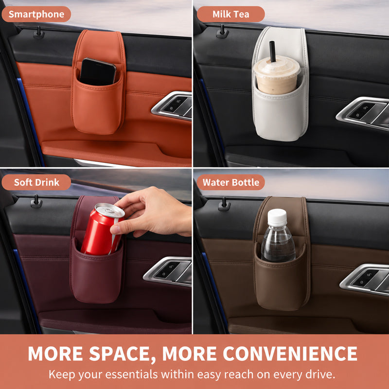 🚗 Multifunksjonell oppbevaringslomme til bildøren: Kopp- og mobilholder til bilens interiør! ✨