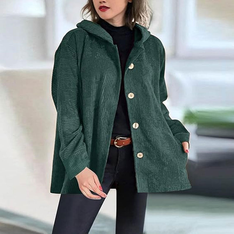 🍂 Uformell fløyelsjakke med hette til høsten 🧥