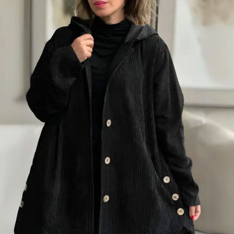 🍂 Uformell fløyelsjakke med hette til høsten 🧥