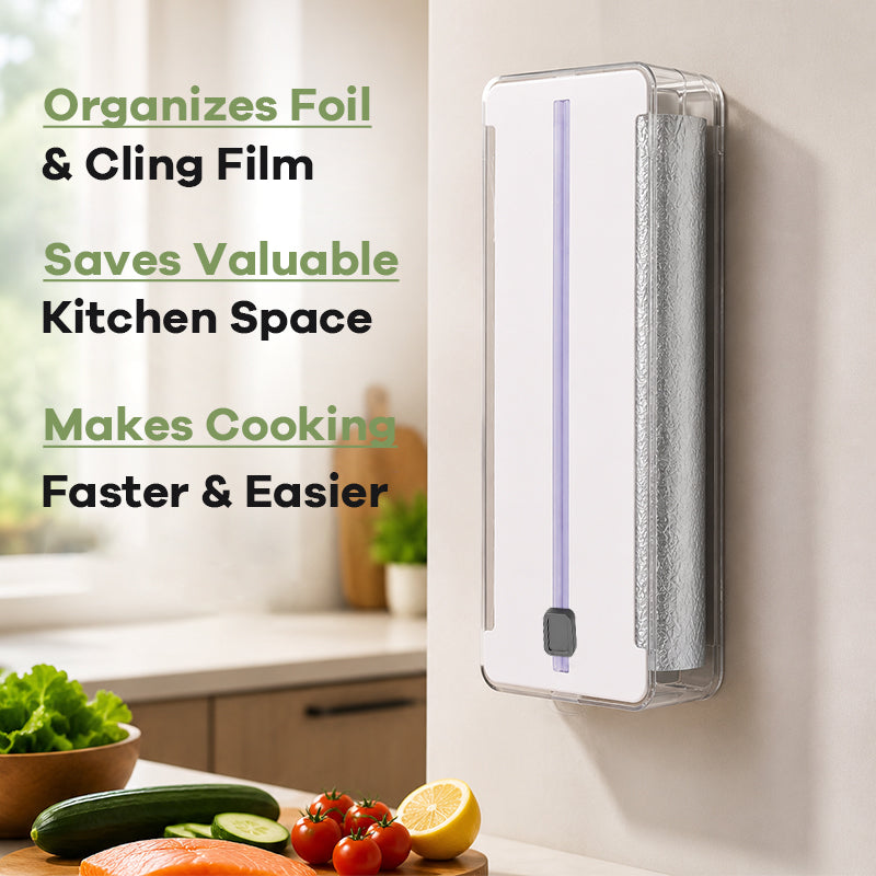 🍳 2-i-1-dispenser for aluminiumsfolie og plastfolie med skyvekutter! ✂️