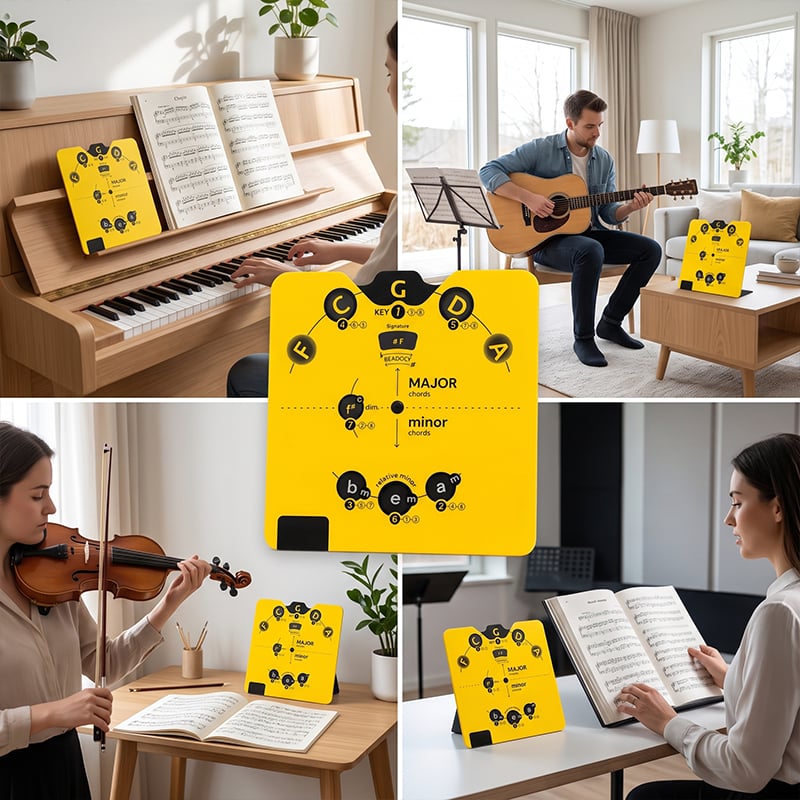 🎵 «Circle of Fifths»-sett med musikkteori-dekoderhjul: Et visuelt verktøy for akkorder og låtskriving! ✨