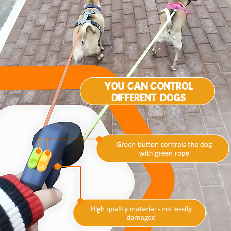 🐶Dobbelthodet uttrekkbart hundebånd – Gå tur med to hunder med letthet!🐾