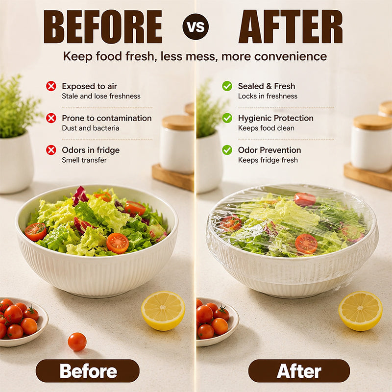 🥗✨ Strekk ut, lukk tett, hold maten frisk — sett med elastiske matlokk