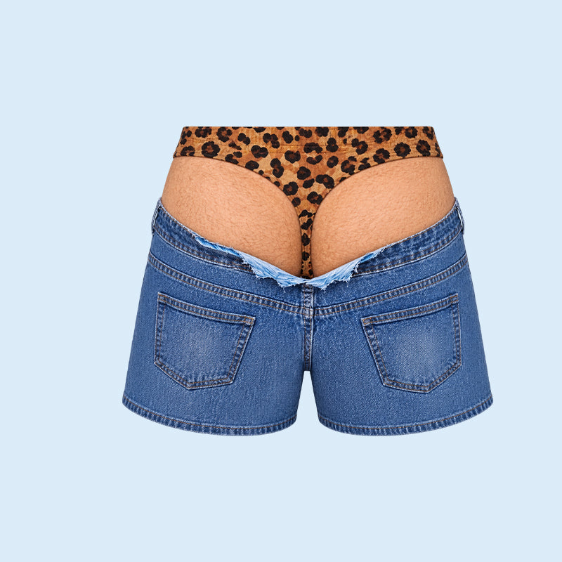 🐆 Morsomme badebukser i denimstil med leopardmønster: Originale badebukser! 🏖️