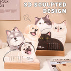 📅🐾3D-skrivebordskalender med katt og hun