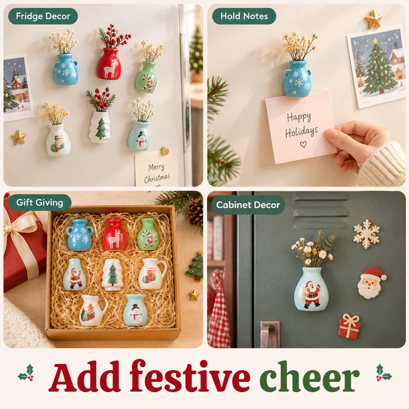 🎄🏺 Mini-julevase som kjøleskapsmagnet — Festlig 3D-julepynt til magnetiske overflater