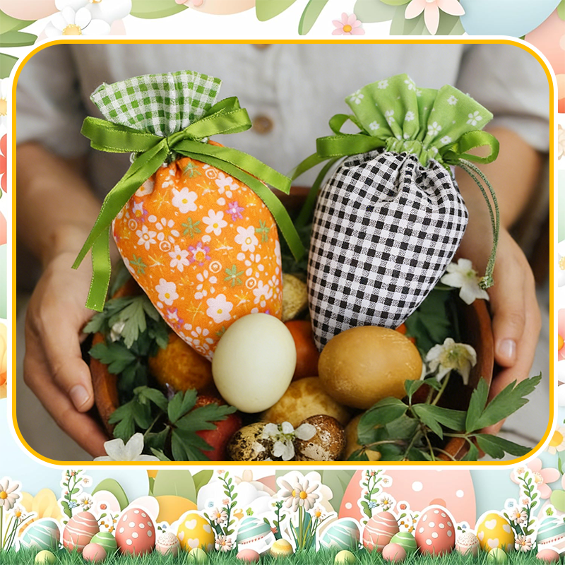 🐰Søte Gulrot-gaveposer i Tøy – Perfekt til Påskegodis og Smågaver 🥕