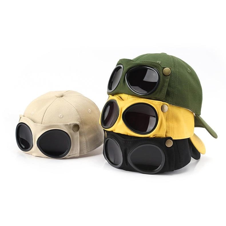 🤣 Baseballcap i aviator-stil — unike solbrilleholdere og vintage-detaljer i metall! 🧢✨