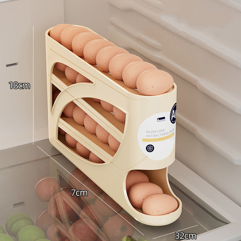 Rullende eggholder – plassbesparende oppbevaring i kjøleskapet (30 egg) 🥚