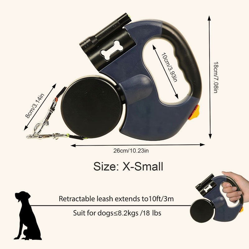 🐶Dobbelthodet uttrekkbart hundebånd – Gå tur med to hunder med letthet!🐾