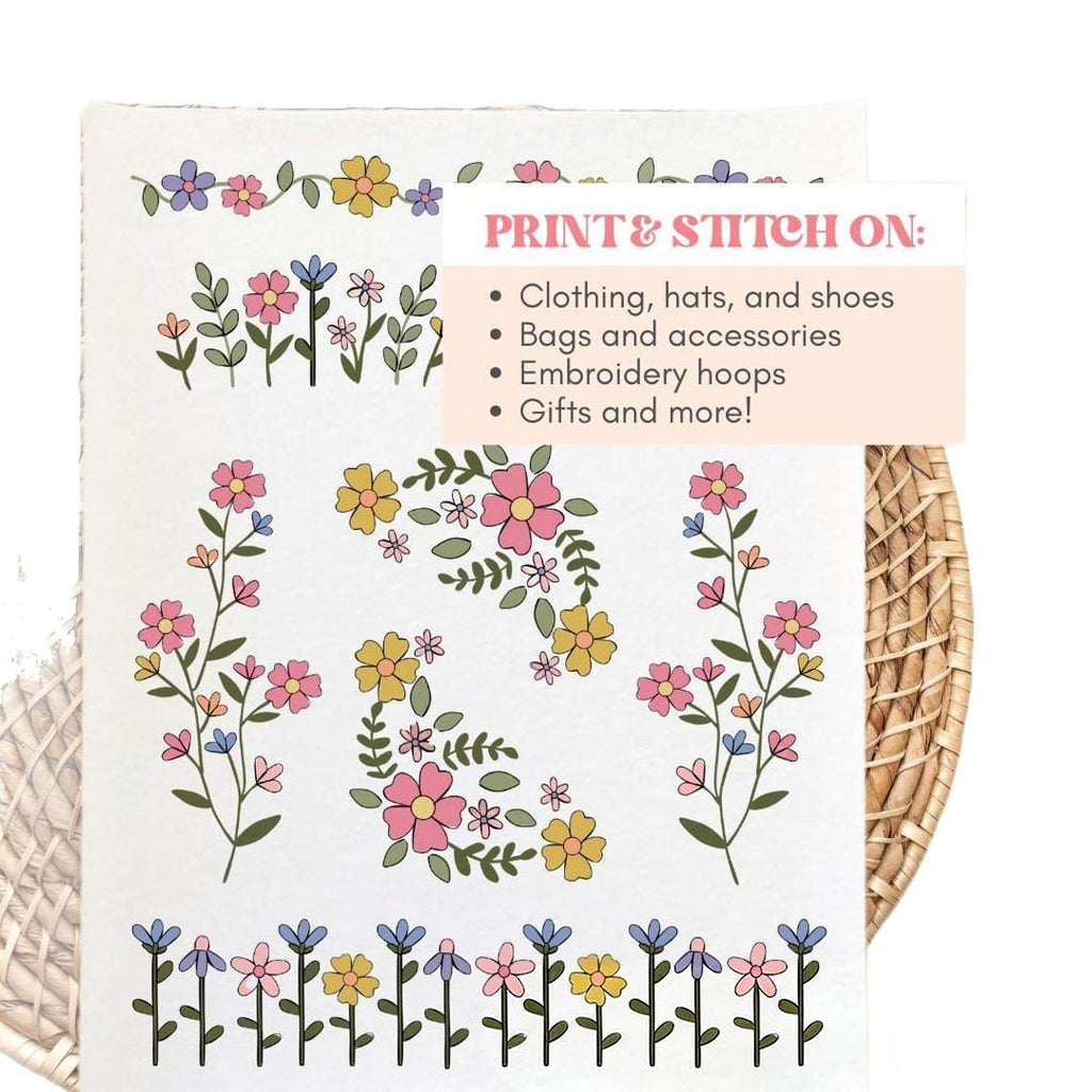 🔥Kjøp 1, få 1 gratis🌸Broderimønstre med blomsterlinjer og blomsterkanter – Broderi for nybegynner