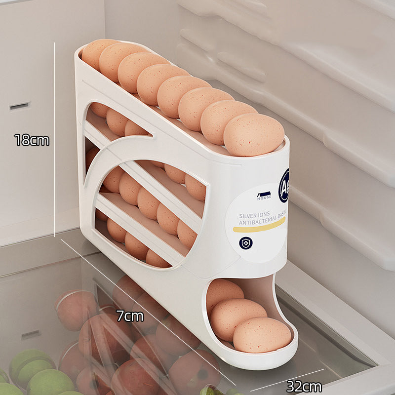 Rullende eggholder – plassbesparende oppbevaring i kjøleskapet (30 egg) 🥚