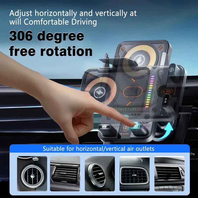🔥HOT SALE 50 % RABATT🎁⚡Over 50 000 solgte! 📱Smart 2-i-1 roterende mobiltelefonholder og trådløs lader til bilen⚡