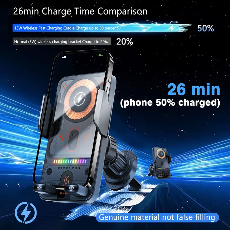 🔥HOT SALE 50 % RABATT🎁⚡Over 50 000 solgte! 📱Smart 2-i-1 roterende mobiltelefonholder og trådløs lader til bilen⚡