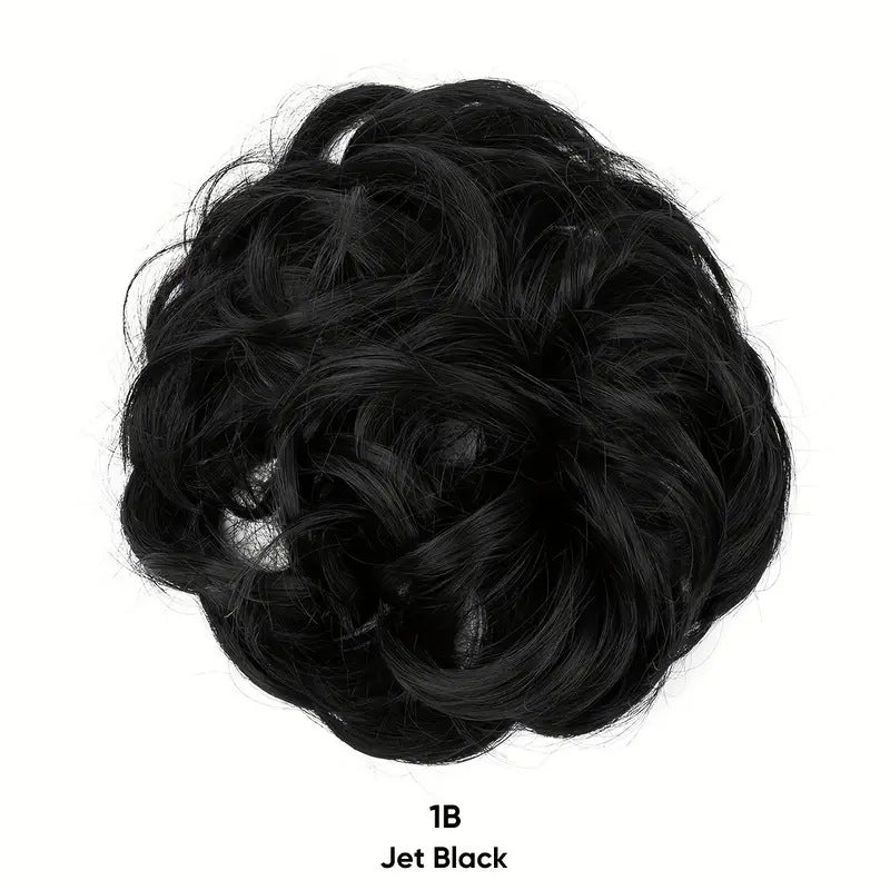💇‍♀️ Scrunchie til uordentlig hårknute: Forlengelse til hårknuten i syntetisk hår som gir øyeblikkelig volum! ✨🌸