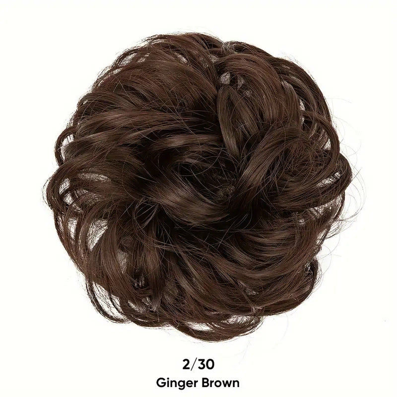💇‍♀️ Scrunchie til uordentlig hårknute: Forlengelse til hårknuten i syntetisk hår som gir øyeblikkelig volum! ✨🌸