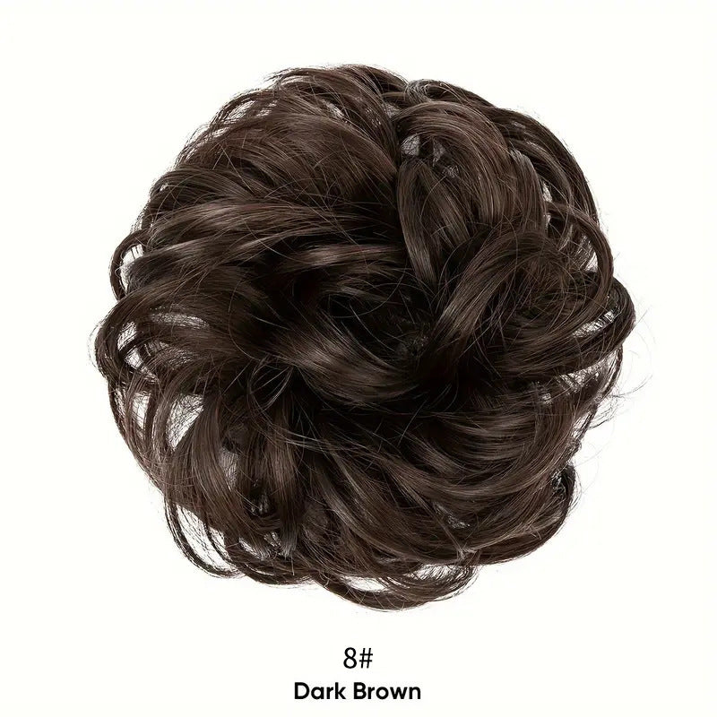 💇‍♀️ Scrunchie til uordentlig hårknute: Forlengelse til hårknuten i syntetisk hår som gir øyeblikkelig volum! ✨🌸