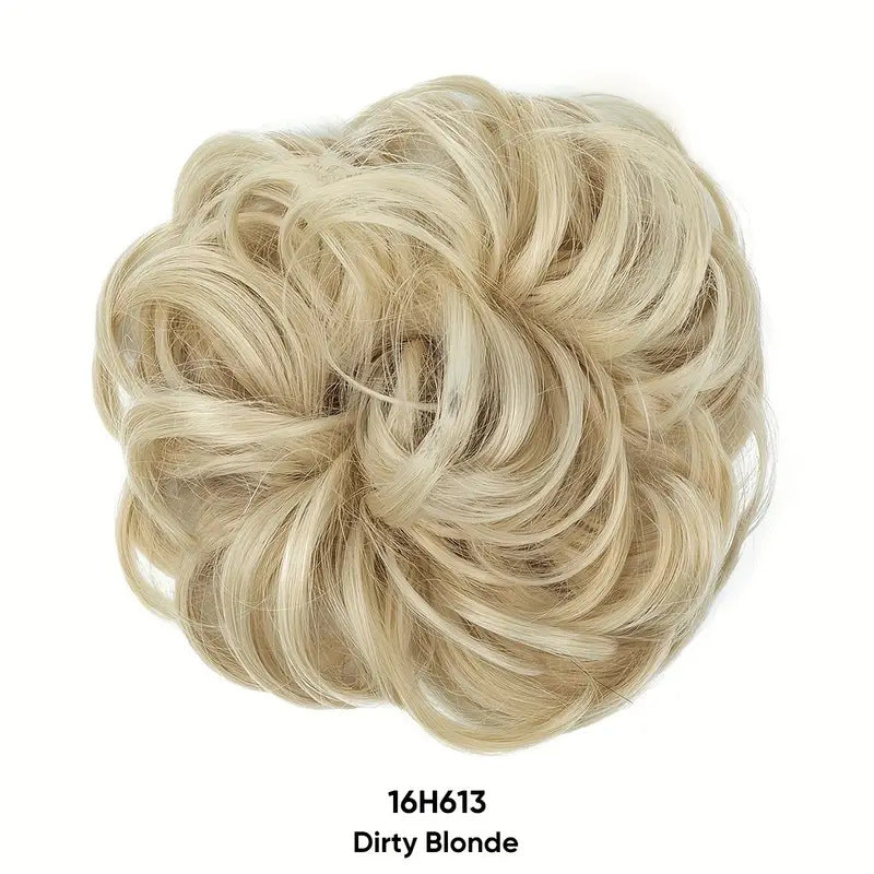 💇‍♀️ Scrunchie til uordentlig hårknute: Forlengelse til hårknuten i syntetisk hår som gir øyeblikkelig volum! ✨🌸