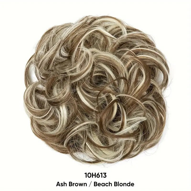 💇‍♀️ Scrunchie til uordentlig hårknute: Forlengelse til hårknuten i syntetisk hår som gir øyeblikkelig volum! ✨🌸