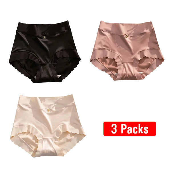 🎁Kjøp 1 Få 2 (3-pakning) Premium Satin Antibacterial Ice Silk Fuktabsorberende truse