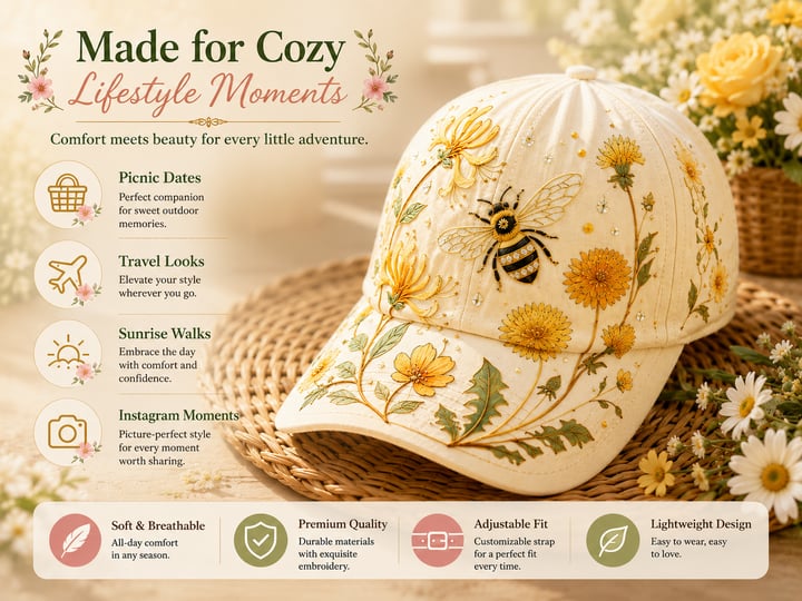 🌸🌿 Garden Morning-baseballcap: Mild sol og hverdagslig hygge! ☀️🌱🧢