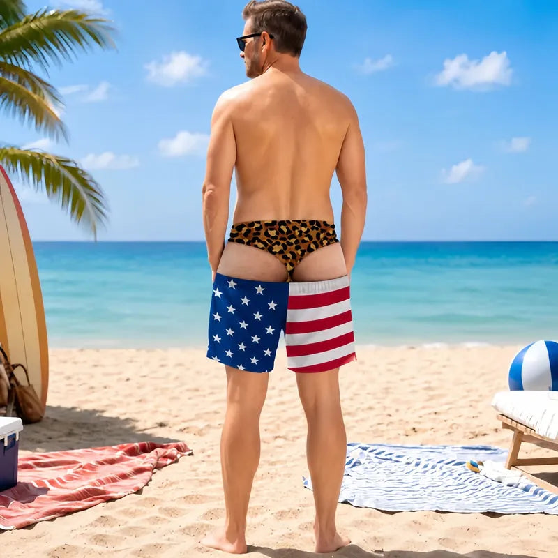 🐆 Morsomme badebukser i denimstil med leopardmønster: Originale badebukser! 🏖️