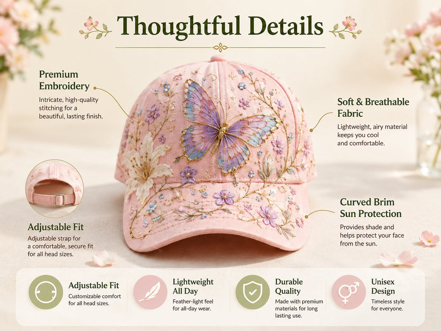 🌸🌿 Garden Morning-baseballcap: Mild sol og hverdagslig hygge! ☀️🌱🧢