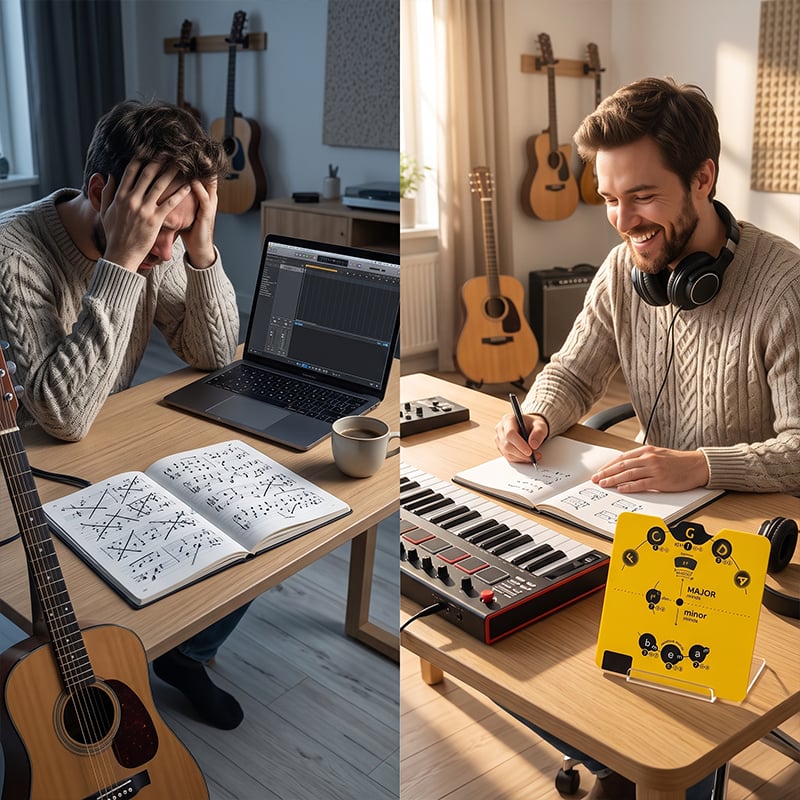 🎵 «Circle of Fifths»-sett med musikkteori-dekoderhjul: Et visuelt verktøy for akkorder og låtskriving! ✨