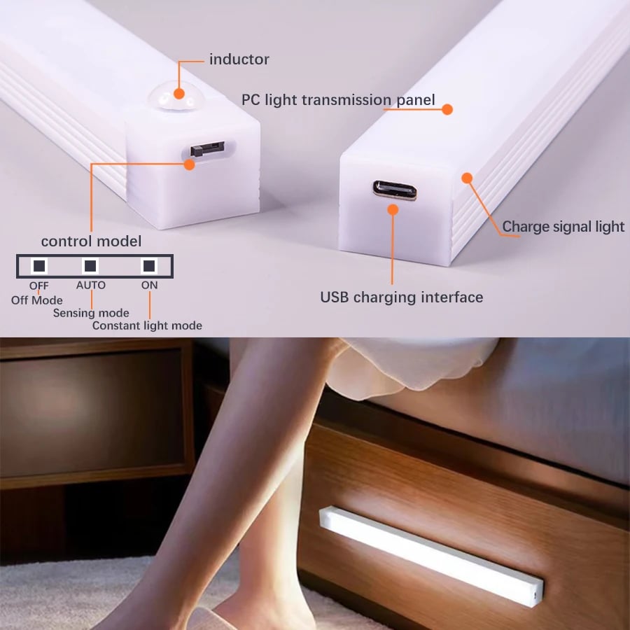 🔥Tidsbegrenset tilbud - oppladbart LED-lys, ingen hulling nødvendig, smart sensor, magnetis