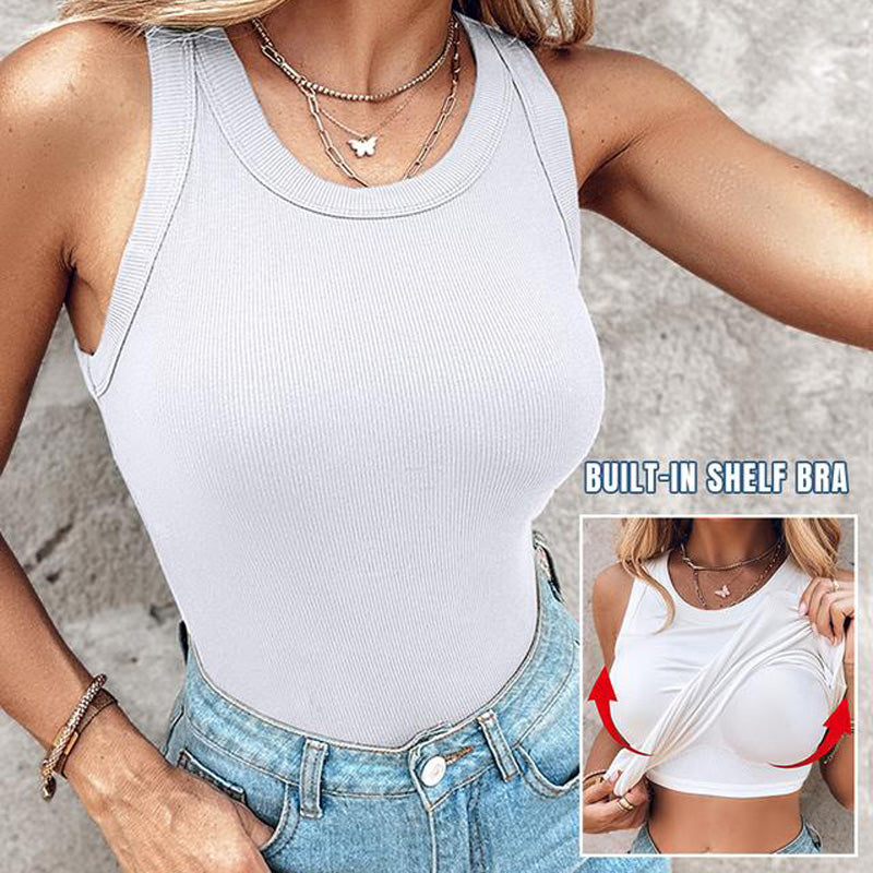 ⌛Denne ukens spesialtilbud🥰 Ribbet tanktopp med BH for kvinner 🥰